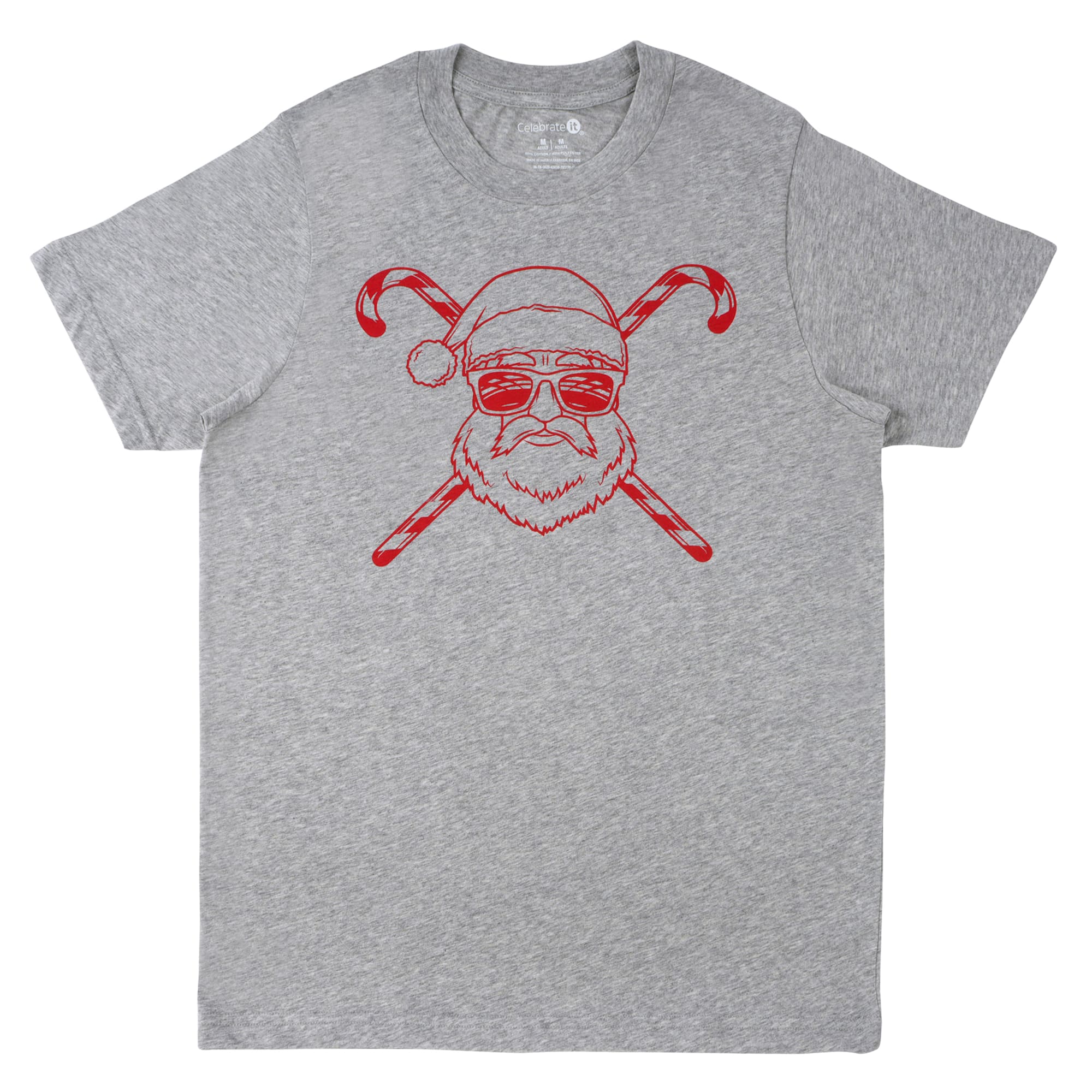 Gray Cool Santa Adult Crew Neck T-Shirt by Celebrate It